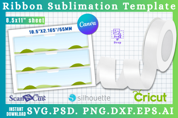 10.5x2.165 Ribbon Sublimation Template for Canva & Graphics