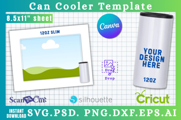 12oz Slim Hard Can Coozie Template: Graphics for Canva