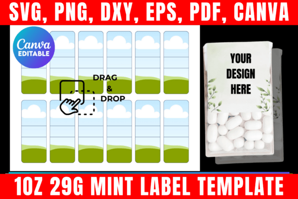 1oz 29g Mint Label Canva Template: Graphics & Print Templates