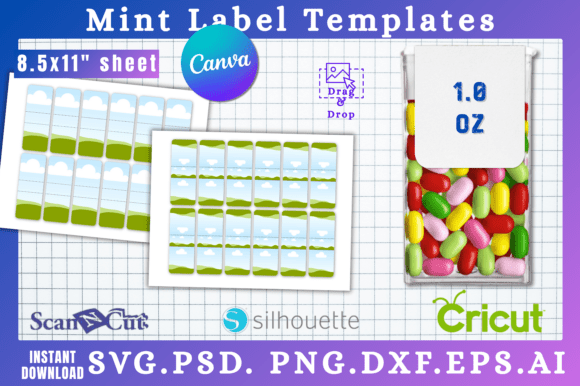 1oz Mint Label Stickers SVG Template for Canva & Graphics