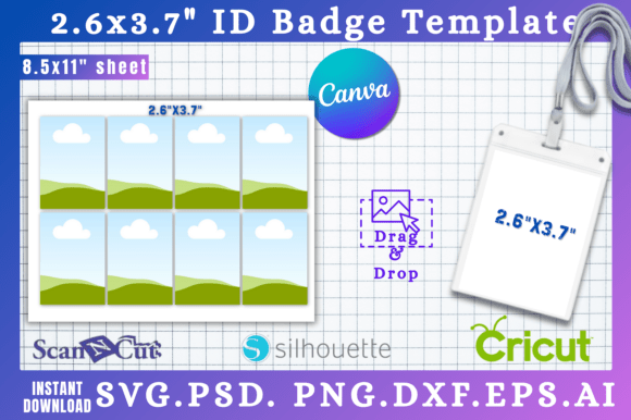 2.6x3.7 Badge Holder Insert SVG Template for Canva Graphics
