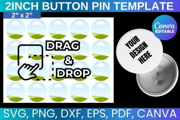 2 Button Pin Template SVG: Canva-Ready Graphics