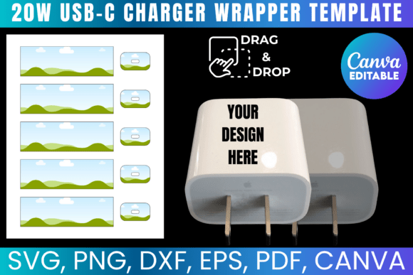 20W USB-C Phone Charger Wrapper Template