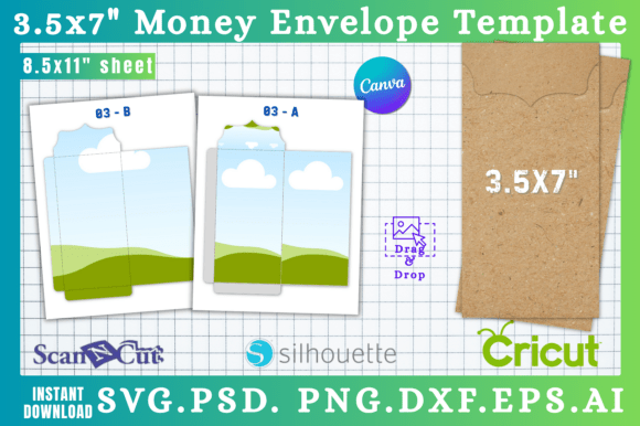 3.5x7 Money Envelope SVG Template 03: Graphics for Canva Publishers