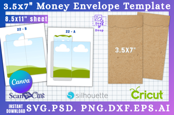 3.5x7 Money Envelope SVG Template 22 Graphics for Canva
