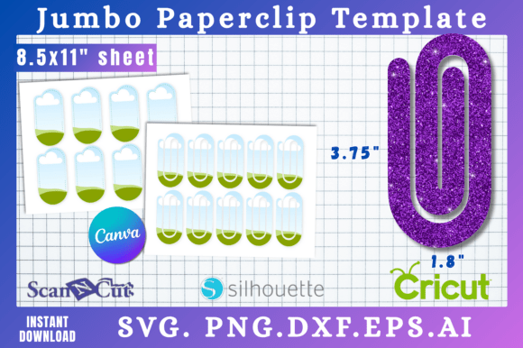 3.75×1.8 Jumbo Paperclip SVG Template for Canva Graphics