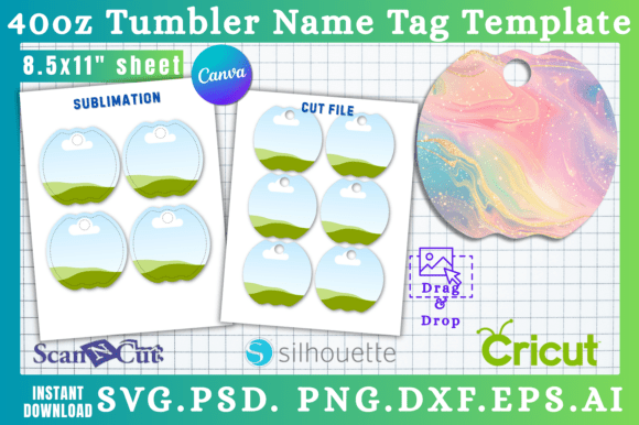40oz Tumbler Name Tag SVG Template 02: Canva Graphics for Local Branding