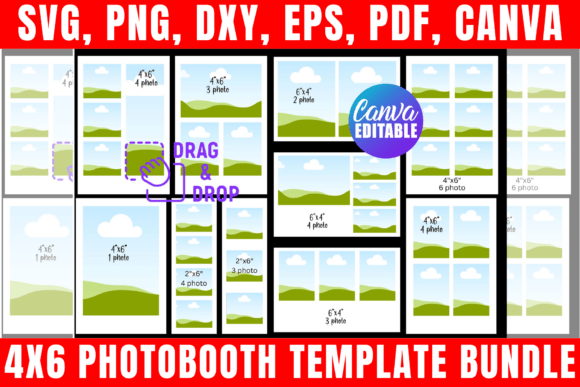 4x6 Photobooth Canva Template Bundle: Graphics & Print Templates