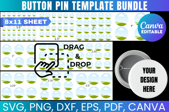 Button Pin Canva Template Bundle: Graphics & Print Templates