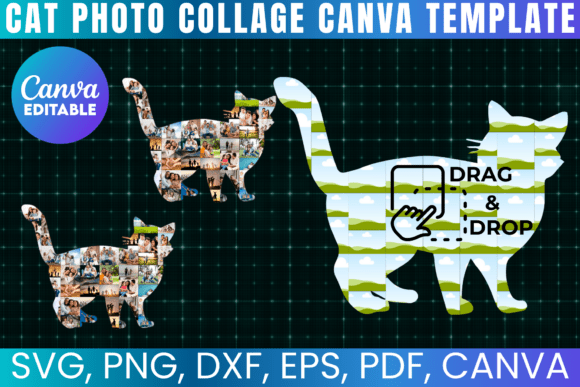 Cat Photo Collage Canva Frame Template: Graphics & Print Templates