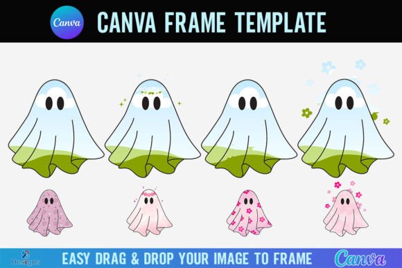 Daisy Ghost Canva Frame Retro Halloween Graphics