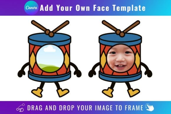 Drum Add Your Own Face Template: Canva Graphics