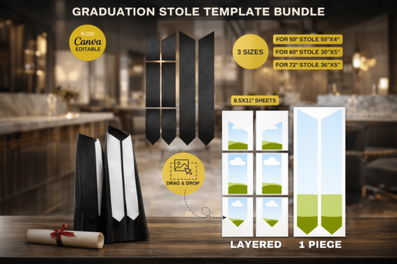 Editable Graduation Stole Template Canva: Graphics for Other Educational Templates