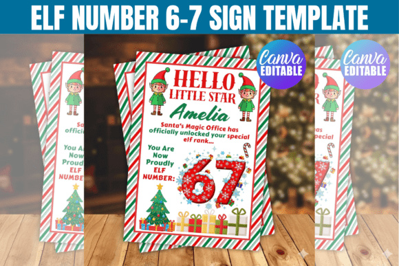ELF Number 6-7 Sign Graphics for Canva & Crafting