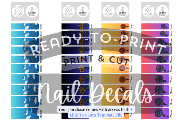 Floral Nail Art Waterslide Decal Prints: Canva Graphics