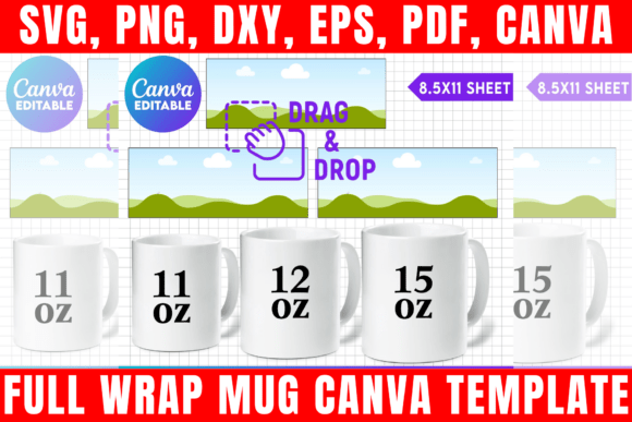 Full Wrap Mug Canva Templates: Graphics & Print Templates