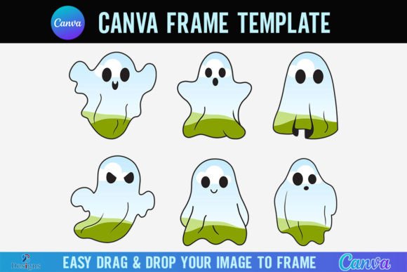 Ghost Canva Frame Retro Halloween Boo Graphics