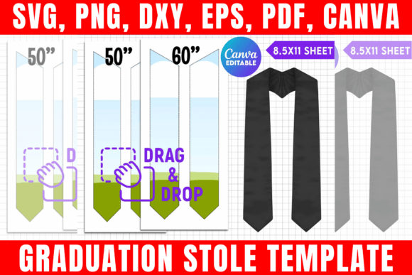 Graduation Stole Canva Template: Graphics & Print Templates