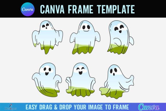 Halloween Cute Ghost Canva Frame Retro