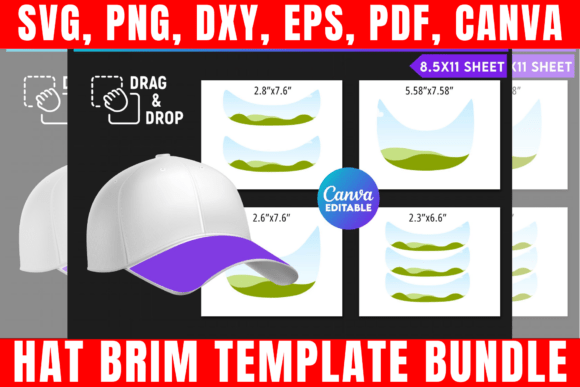 Hat Brim Canva Template Bundle: Graphics & Print Templates