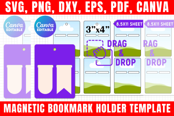 Magnetic Bookmark Holder Canva Template: Graphics & Print Templates