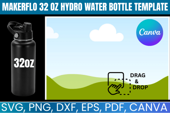 Makerflo 32 Oz Hydro Water Bottle Graphics for Canva