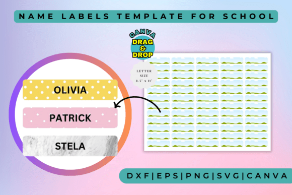 Name Labels Template for School: Canva Graphics
