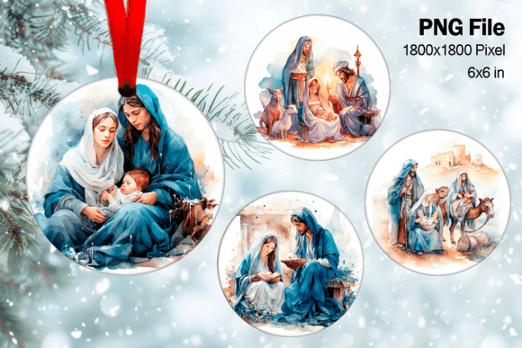 Nativity Scene Christmas Ornament Circle