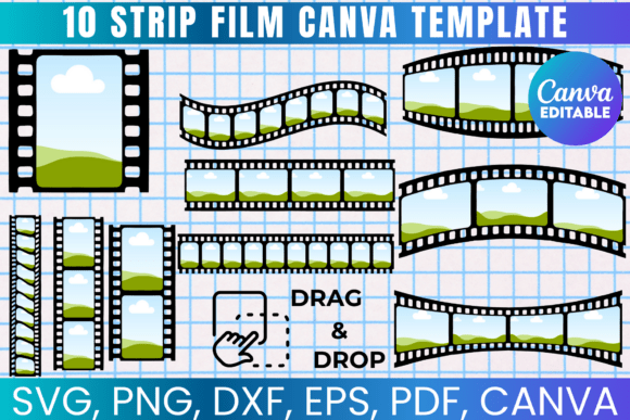 Photo Strip Film Canva Frames Template: Graphics & Print Templates