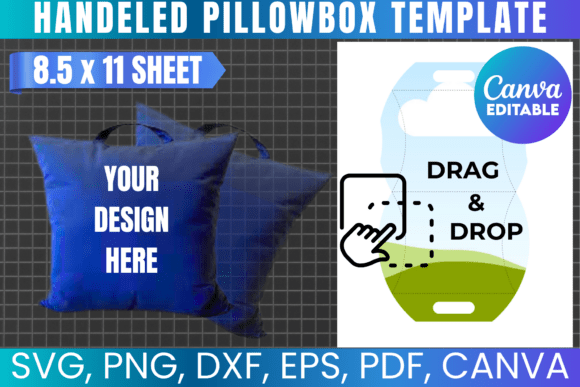 Pillow Boxes SVG, Favor Box Template Graphics for Canva