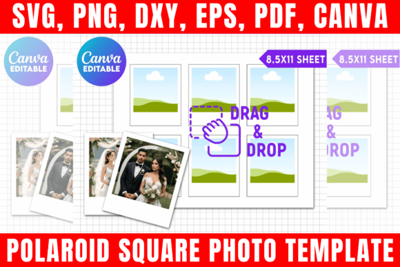 Polaroid Square Photo Canva Template: Graphics & Print Templates