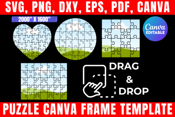Puzzle Canva Frame Template: Graphics & Print Templates