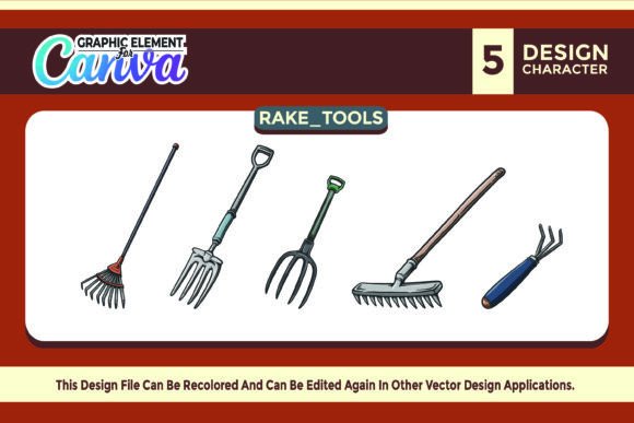 Rake Tools Farming Graphic Element Set: Canva Graphics Done Right