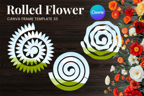 Rolled Paper Flower Canva Frame_33: Graphics for Photo Collage Amp