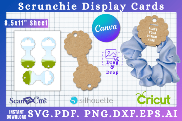 Round Scrunchie Display Tag SVG Template: Graphics for Canva Branding