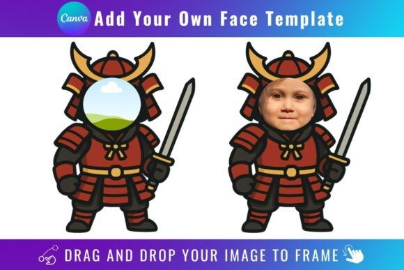 Samurai Add Your Own Face Template: Canva Graphics
