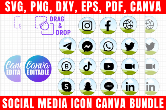 Social Media Icon Canva Bundle: Graphics for Print Templates
