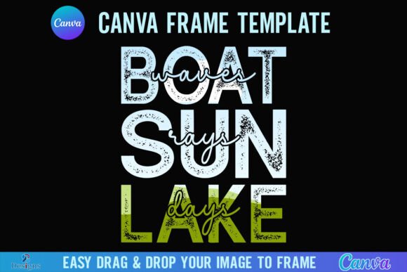 Summer Lake Canva Frame: Boat Waves Sun Graphics