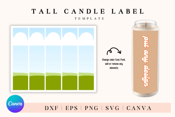 Tall Candle Label Template: Canva Graphics for Local Branding