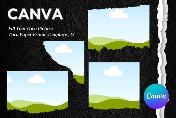 Torn Paper Ripped Canva Frame Template43: Graphics for Photo Collage Amp