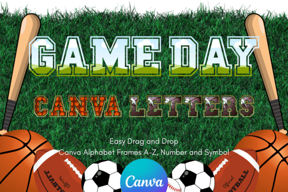 Varsity Canva Letters Frame Alphabet: Graphics for Photo Collage Amp