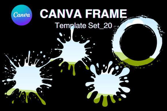 Watercolor Splash Canva Frame Effect_20 Graphics for Photo Collage Amp