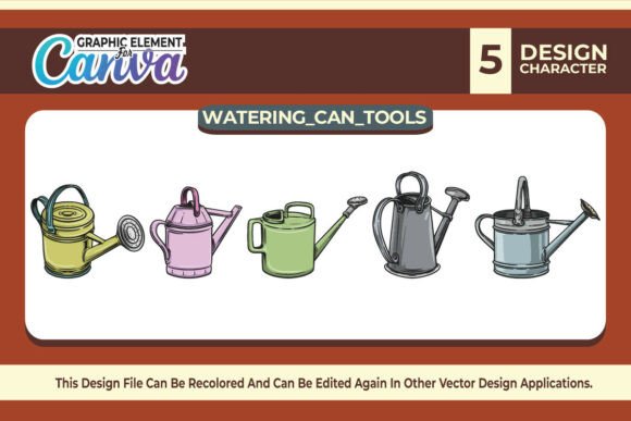 Watering Can Tools Graphic Element Set: Canva Graphics